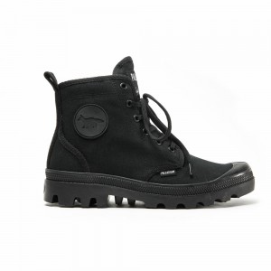 Black / Black Kids' Palladium Pallabrousse X Kitsune Boots | GAET06489