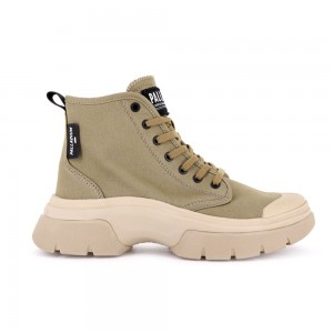 Olive Women Palladium Pallawave Boots | LFMW49375