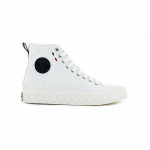 White Women Palladium Palla Ace Canvas Mid Boots | HTGR30756