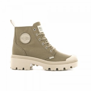 White Women Palladium Pallabase Twill Boots | IFRQ91326