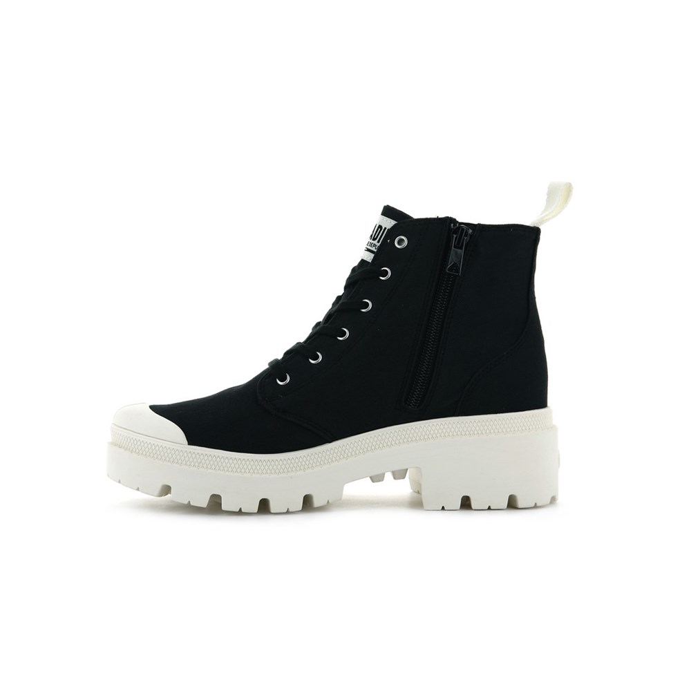 Black Women Palladium Pallabase Twill Boots | AJKP59371