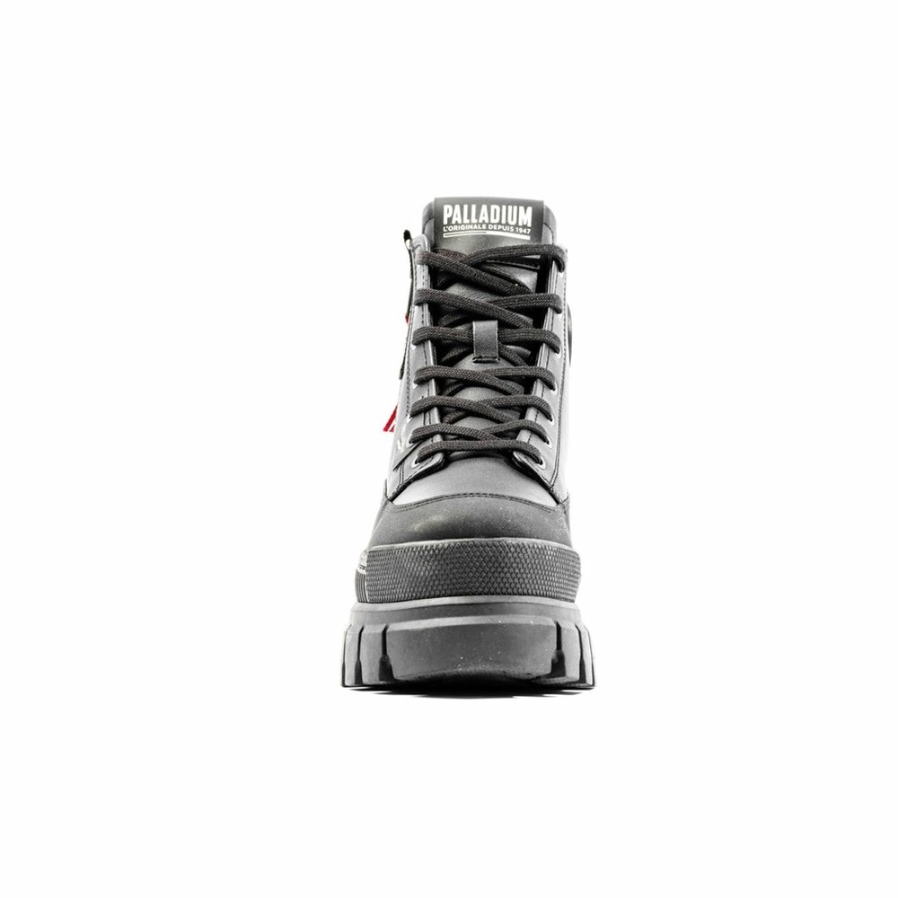 Black / Black Women Palladium Revolt Boot Zip Leather Boots | FNZJ98745